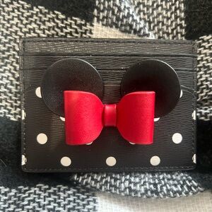 Kate Spade Disney Black & White Polka Dot Red Bow Minnie Ears Card Holder NWT